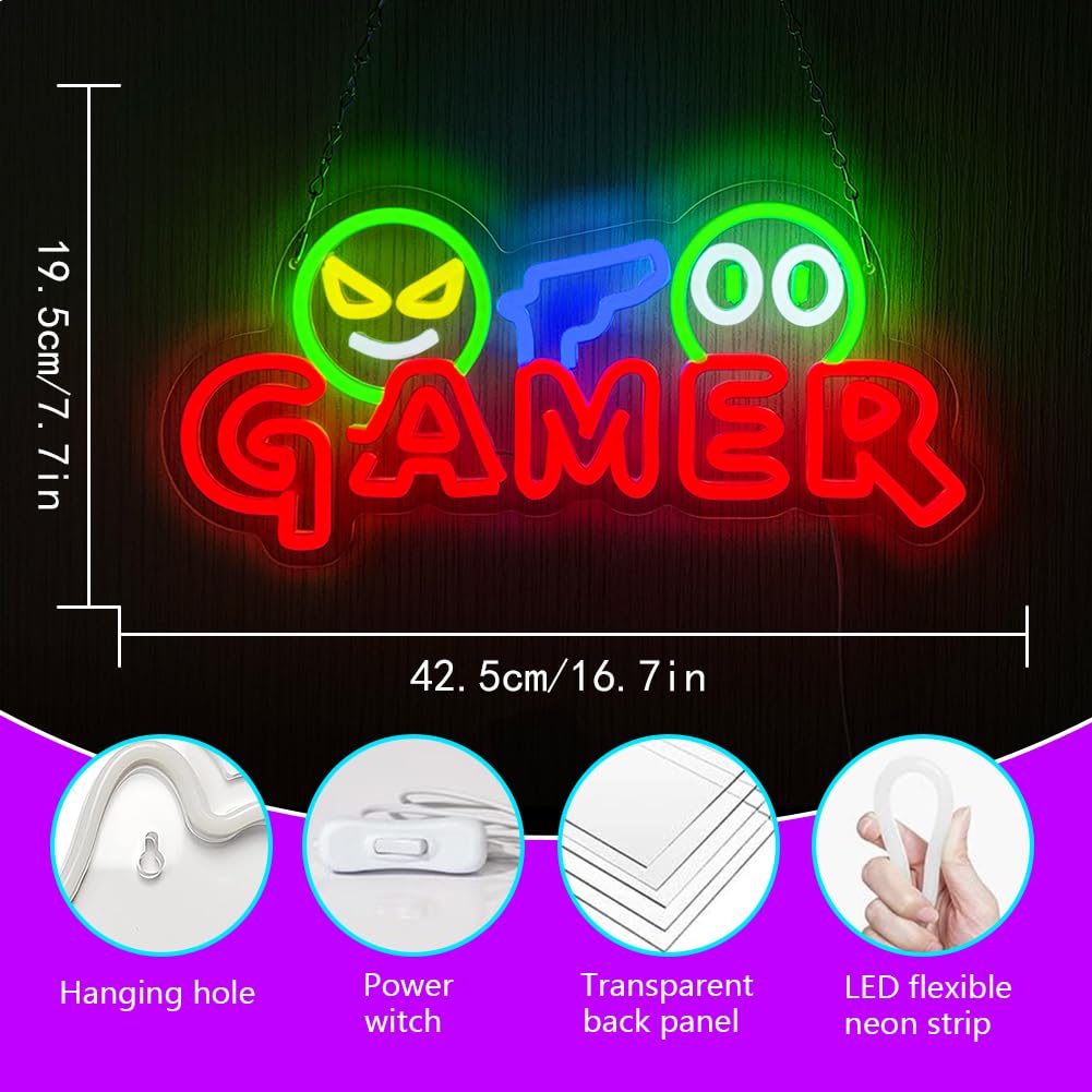 Gamer Neon Sign LED Wall Light - Party Games Christmas recension och pris
