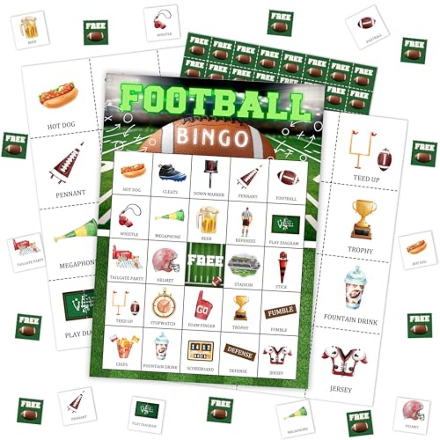 Football Party Bingo Game Card - Party Games Large Groups recension och pris