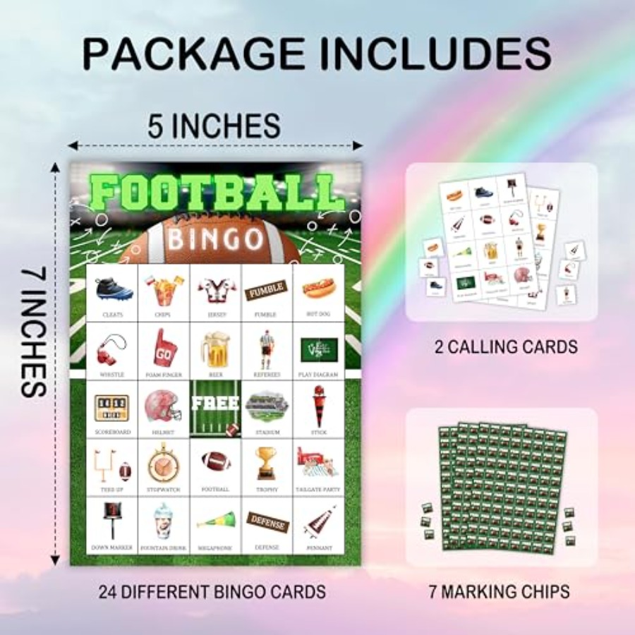 Football Party Bingo Game Card - Party Games Large Groups recension och pris