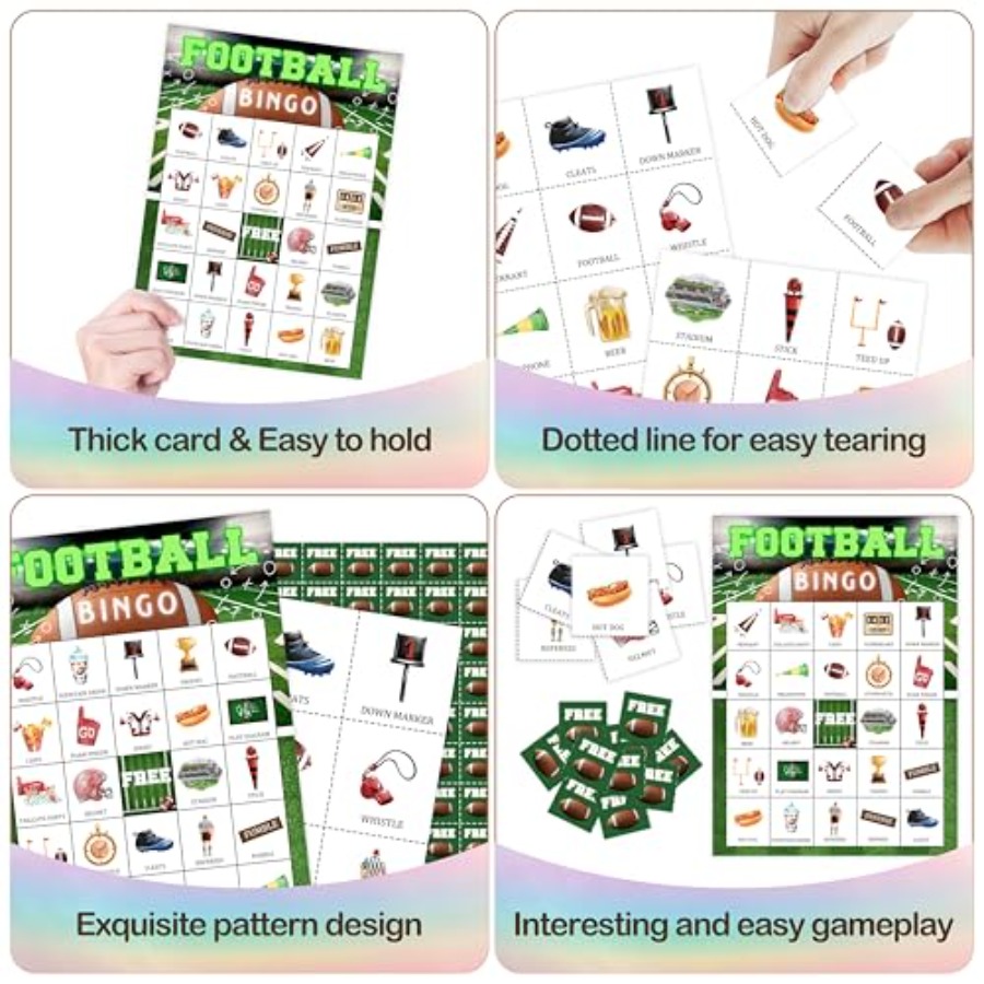 Football Party Bingo Game Card - Party Games Large Groups recension och pris